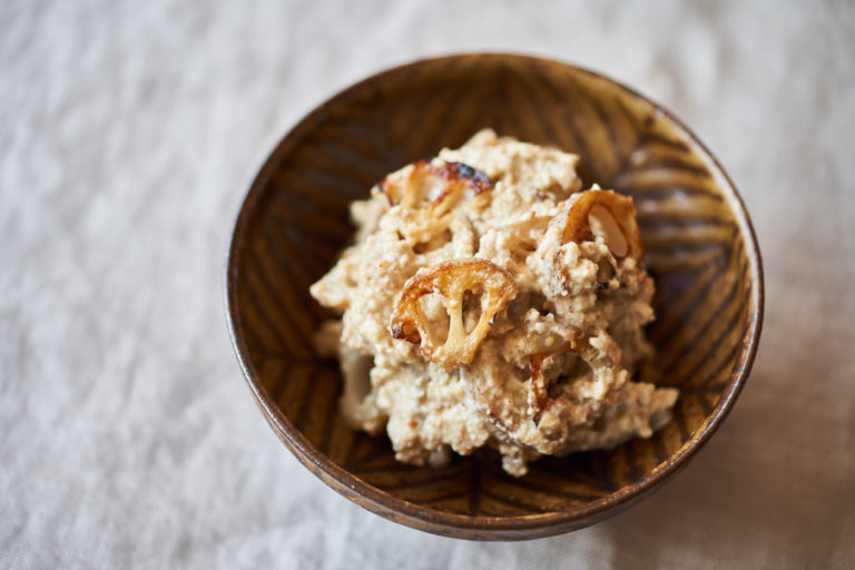 焼きれんこんのぱぱっと白あえのレシピ・作り方